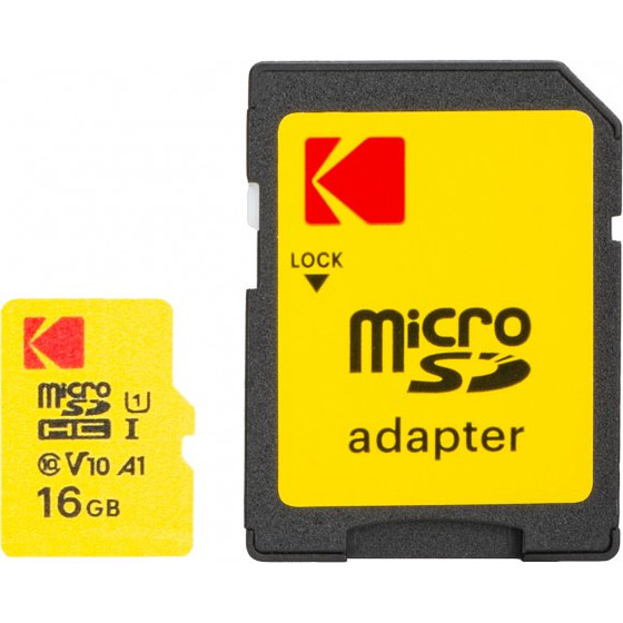 Kodak Microsdhc Memory Card Extra Performance With Adapter, 16Gb, Class 10 / UHS-1 U1 - (EKMSDM16GHC10J6)