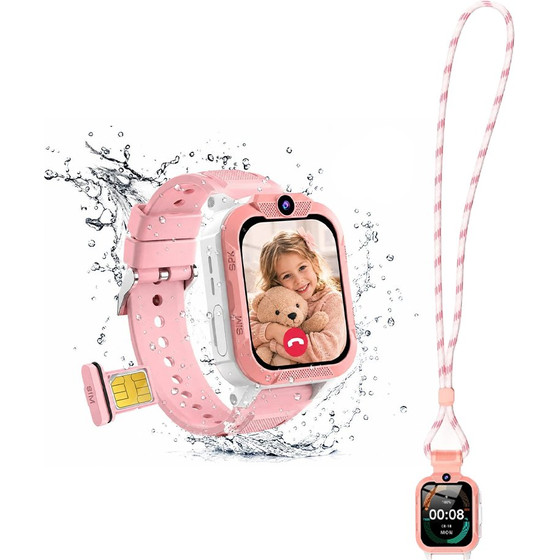 BlackView 4G Kid Wifi Waterproof IP68 Smartwatch With Lanyard Pink - (Z40PRO-P)