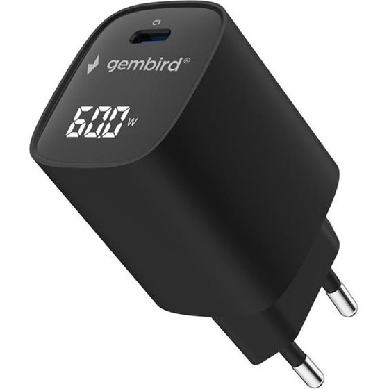 Gembird TYPE-C Fast Charger 60W With Lcd Black - (TA-UC-1C-PD60LCD-01-BK)