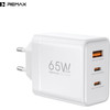 Remax ��������� Tigin Series Fast Charger CA-20(ACC65W) 65W �� USB-A+2xUSB-C ��� ������� USB-C �����