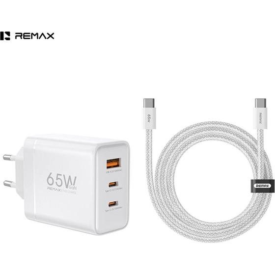 Remax ��������� Tigin Series Fast Charger CA-20(ACC65W) 65W �� USB-A+2xUSB-C ��� ������� USB-C �����