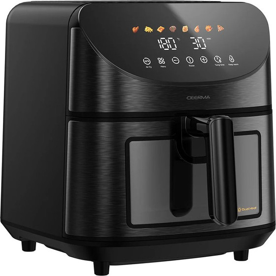 Deerma - Air Fryer (KZ150W) - 8L Bowl Capacity, 1700W, 65�C-200�C, Timer, 8 Programs, 3D Hot Air Convection, Touch - Black
