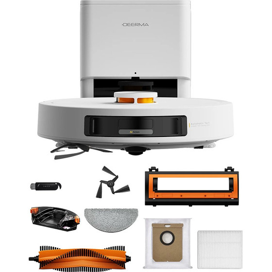 Deerma - Robot Vacuum Cleaner (S30 Pro Plus) - Dry & Wet Cleaning, 15000Pa, Precisence Lidar Tech, Anti-Tangle System - White