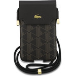 LACOSTE Pvc Blend Monogram Metal Logo Phone Pouch Xl Brown - (LCPSP17XPBSMW)