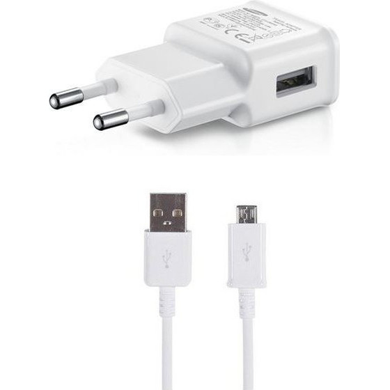 Samsung EP-TA200EWe + ECB-DU4EWe 15W Travel Charger + Microusb Data Cable White (Oob Bulk) - (57983113735)