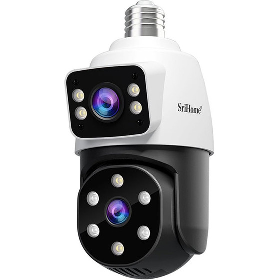 SriHome Dual Lens Light Bulb Cloud Wifi Security Camera 2MP White - (SH068)