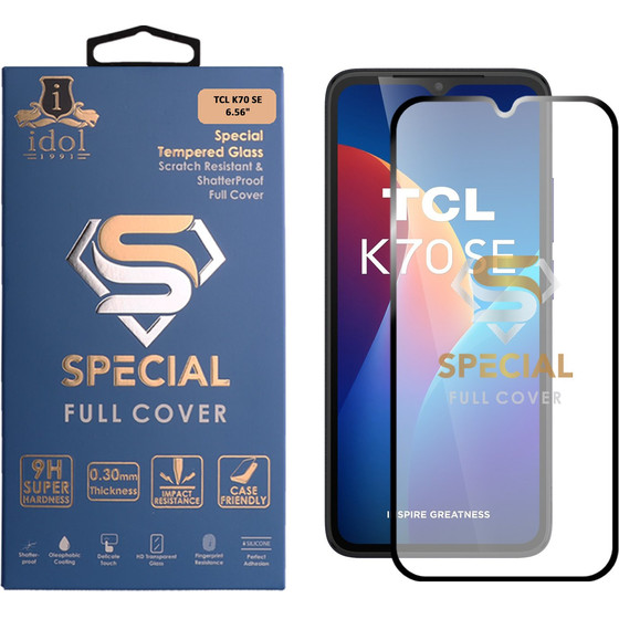 Idol 1991 Special Tempered Glass Tcl K70 Se 6.56in 9H 0.25mm Full Cover Finger Unlock Full Glue BLACK