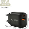 Tech-Protect NCA65W-Gan 2-Port Network Charger Pd 65W / QC3.0 BLACK