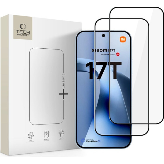 Tech-Protect Glass Fit+ 2-Pack Tempered Glass For Xiaomi 17T - Black - (30049-0)