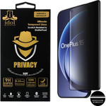 Idol 1991 Privacy Antispy Tempered Glass Oneplus 15 5G 6.78in 9H 0.25mm Semi Curved Full Glue Finger Unlock BLACK