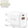 Tech-Protect NCA65W-Gan 2-Port Network Charger Pd 65W / QC3.0 WHITE