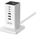 Tessan 6 In 1 Tower Power Strip 3XUSB, 3XTYPE-C 30W 2M White - (TS-CS04)