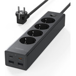 Tessan 8 In 1 Power Strip 4XSHUCKO, 2XUSB, 2XTYPE-C 20W 2M Black - (TS-PS03DE00)