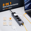 Tessan 8 In 1 Power Strip 4XSHUCKO, 2XUSB, 2XTYPE-C 20W 2M Black - (TS-PS03DE00)