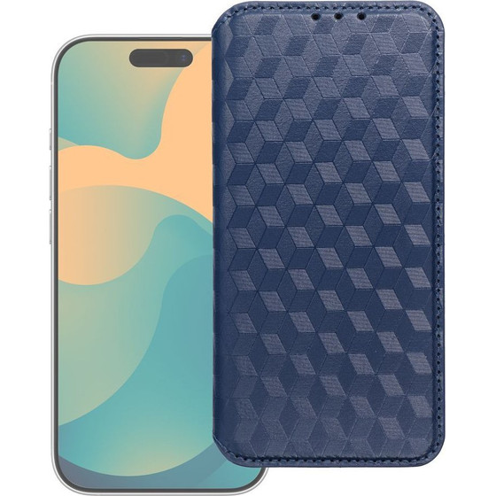 Flip Case For Motorola G17 Power Cubic Book Blue OEM