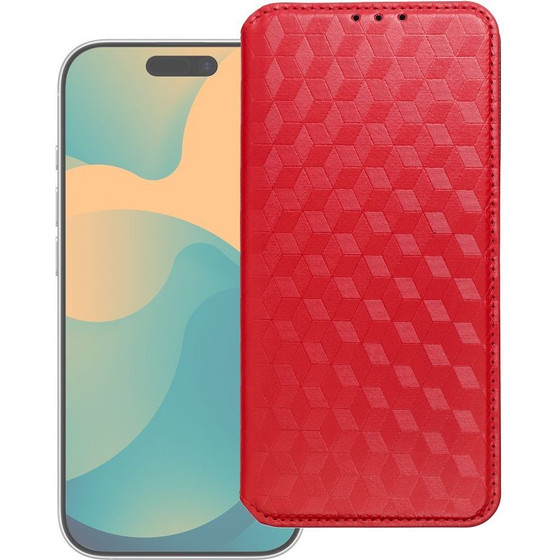 Flip Case For Motorola G57 Power Cubic Book Red OEM