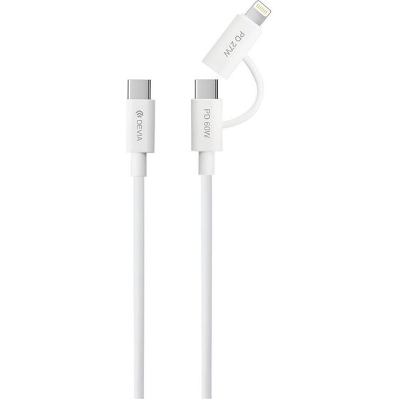 Devia ������� �������� Usb 2.0 EC404 2 �� 1 Usb C �� Usb C & Lightning Pd 60W & 27W 1.2m Smart ����� - (121485, EC404)