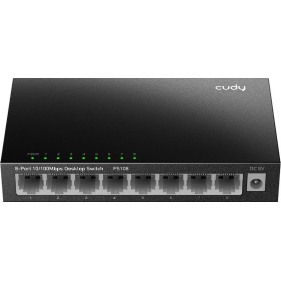 Cudy 8-Port 10/100 Mbps Desktop Switch, 8 10/100M RJ45 Ports, Loop Detection, Metal Case, Power Saving, Plug & Play, Wall-Mount