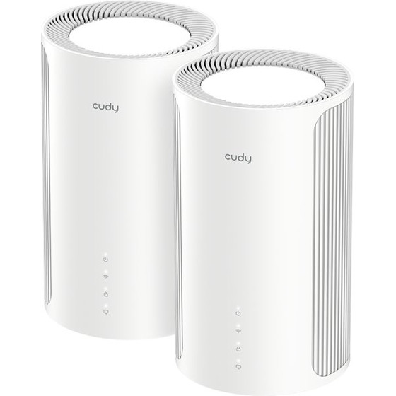 Cudy Router Mesh M11000, Wi-Fi 7, Tri-Band (2,4 Ghz / 5 Ghz / 6 GHz), White, 116x116x202mm, Set 2 buc.