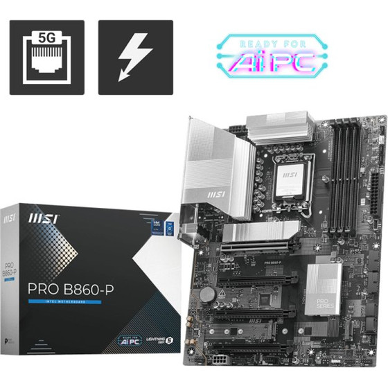 MSI Motherboard Pro B860-P, Lga 1851, DDR5, ATX