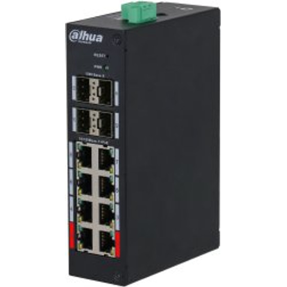 Dahua Poe Hardened Handged Desktop Layer 2 Switch, 12 Ports, 8x100M RJ-45 (Poe Max 135W), 4xGbit Sfp 1000 (Uplink)