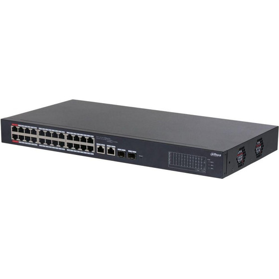 Dahua Poe Cloud Handged Desktop Layer 2 Switch, 26 Ports, 24x100M RJ-45 (Poe Max 135W), 2xGbit RJ-45 (Combo), 2xGbit Sfp (Combo)