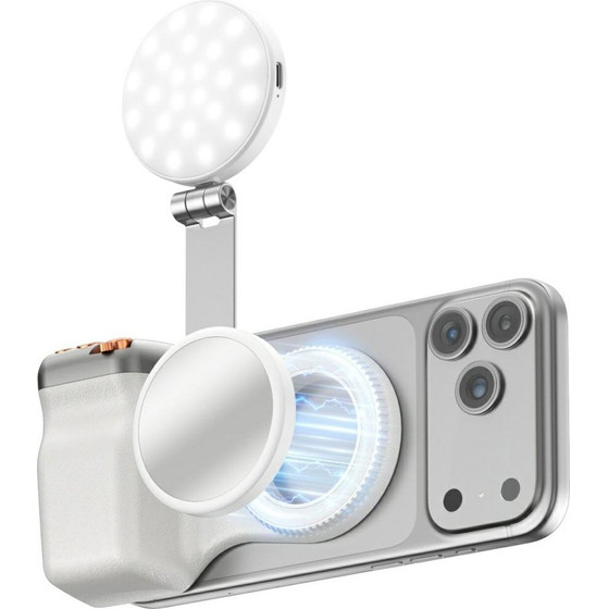 4sMarts Magnetic Smartphone Holder With Photographic Grip Fill Light And Wireless Control White - (541802)