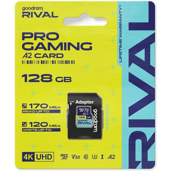 GoodRAM Rival Memory Card Microsd 128GB 100MB/s Class 10 UHS-I V30 A2 With Adapter SD