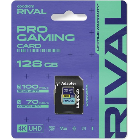 GoodRAM Rival Memory Card Microsd 128GB 100MB/s Class 10 UHS-I V30 With Adapter SD