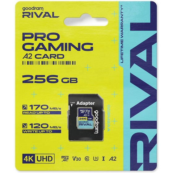 GoodRAM Rival Memory Card Microsd 256GB 100MB/s Class 10 UHS-I V30 A2 With Adapter SD