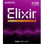 Elixir Strings 16027 Phosphor Bronze Custom Light Nw - Acoustic Guitar Strings (11-52) - (3313216027)