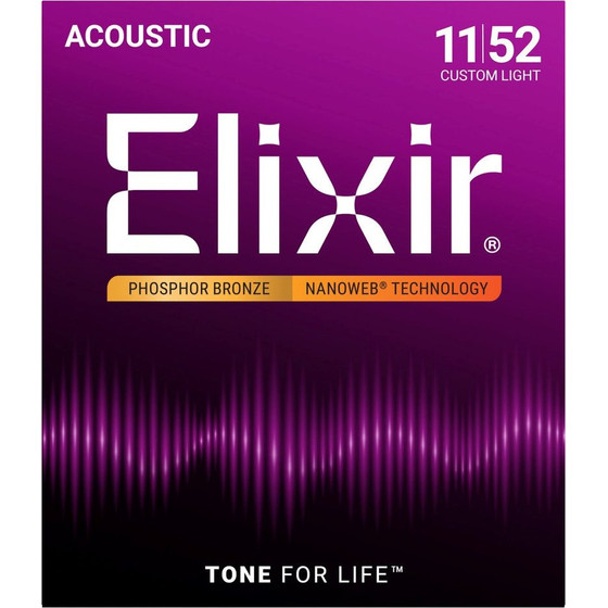 Elixir Strings 16027 Phosphor Bronze Custom Light Nw - Acoustic Guitar Strings (11-52) - (3313216027)