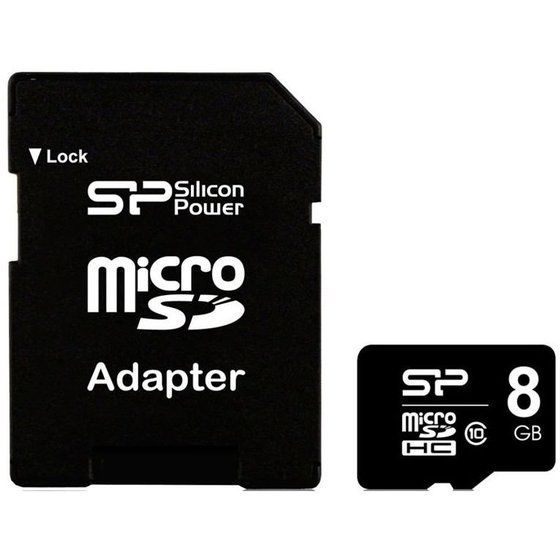 SILICON POWER ����� ������ MICRO SD 8GB, CLASS 10, ADAPTER