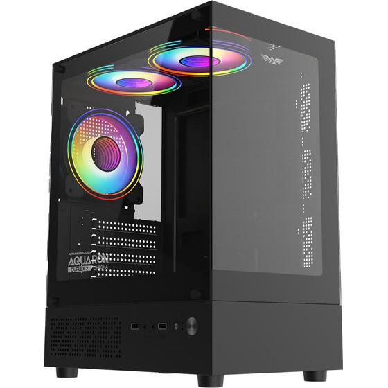 Armaggeddon MICRO-Atx Gaming Case With 3X Chroma Built In Fans Aquaron Duplex 2 Chroma Black - (AQUARON-D2CHR-B)