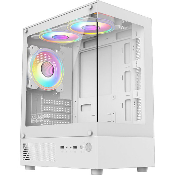 Armaggeddon MICRO-Atx Gaming Case With 3X Chroma Built In Fans Aquaron Duplex 2 Chroma White - (AQUARON-D2CHR-W)