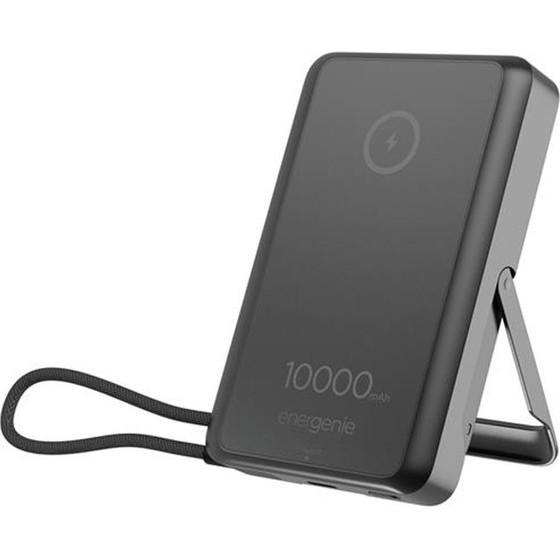 Energenie 15W Magnetic Wireless Powerbank With Integrated Stand 10000 Mah Black - (PB10-WPC15MS-01)