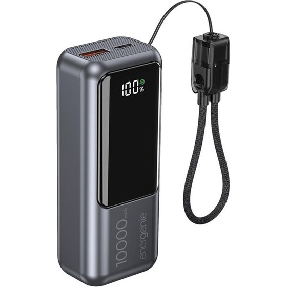 Energenie 20W Compact Fast Charging Power Bank With Lcd Display 10000 Mah Space Grey - (PB10-PD20-LCD-02)