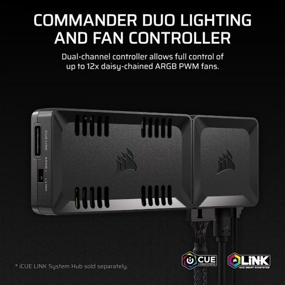 Corsair Icue Commander Duo / Lighting  ( & )  Fan Controller / Hybridicue Link  ( & )  Argb / Dual Channel - PN: - (CL-9011141-WW)
