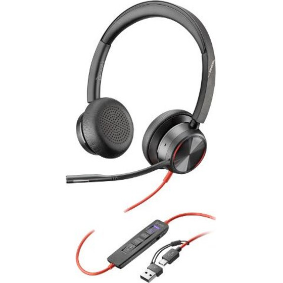 HP - Inc Poly Blackwire 8225 Stereo Microsoft Teams Certified USB-C Headset +USB- C/A Adapter - (8X225AA)