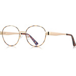 Techsuit - Anti-Blue Light Glasses Reflex PC (3175) - for Women, Round - Gold / Print