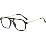 Techsuit - Anti-Blue Light Glasses Reflex PC (83092) - Unisex, Oversized, Square - Black / Gold