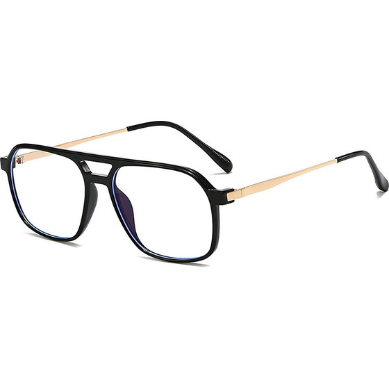 Techsuit - Anti-Blue Light Glasses Reflex PC (83092) - Unisex, Oversized, Square - Black / Gold