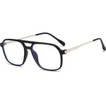 Techsuit - Anti-Blue Light Glasses Reflex PC (83092) - Unisex, Oversized, Square - Sand Black / Silver