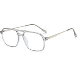 Techsuit - Anti-Blue Light Glasses Reflex PC (83092) - Unisex, Oversized, Square - Transparent / Silver