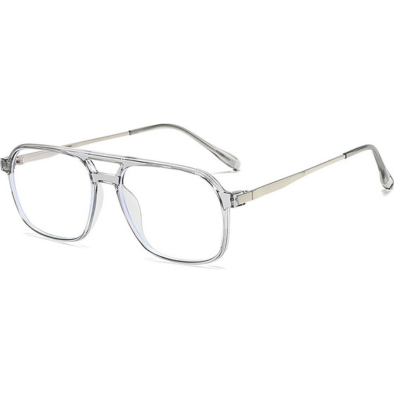 Techsuit - Anti-Blue Light Glasses Reflex PC (83092) - Unisex, Oversized, Square - Transparent / Silver