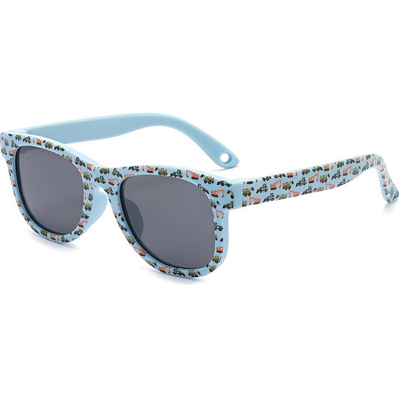 Techsuit - Kids Polarized Sunglasses (5218) - UV Protection, Gray Lens, TPEE Frame - Blue