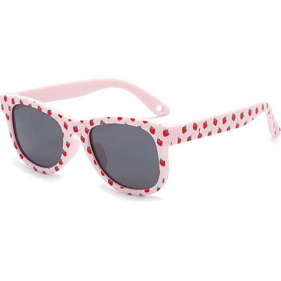 Techsuit - Kids Polarized Sunglasses (5218) - UV Protection, Gray Lens, TPEE Frame - Strawberry