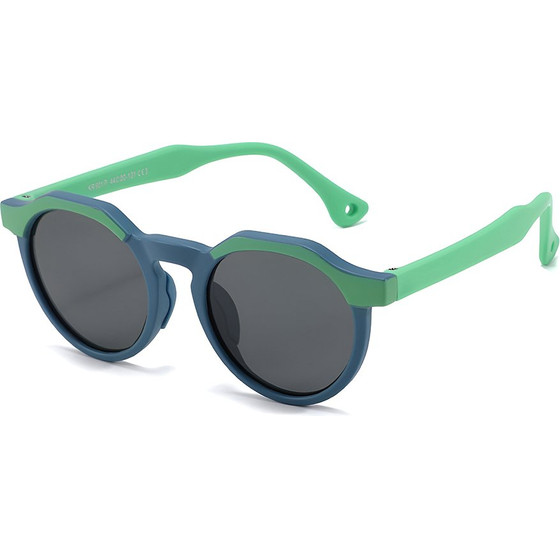 Techsuit - Kids Polarized Sunglasses (601) - UV Protection, Gray Lens, TPEE Frame - Green / Blue