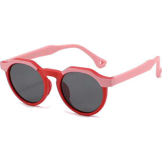 Techsuit - Kids Polarized Sunglasses (601) - UV Protection, Gray Lens, TPEE Frame - Pink / Red