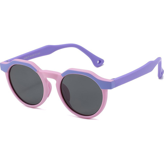 Techsuit - Kids Polarized Sunglasses (601) - UV Protection, Gray Lens, TPEE Frame - Purple / Pink